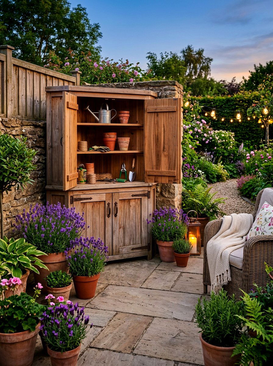 Corner Patio Tool Cabinet - 30 outdoor broom closet ideas