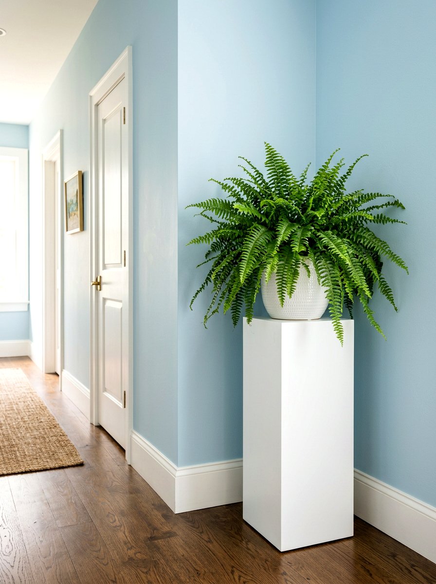 Corner Pedestal Stand - 30 hallway decor ideas