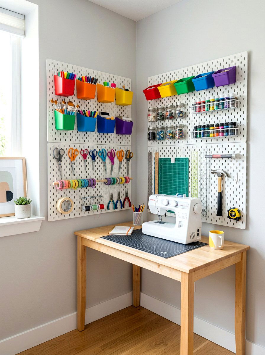 Corner Pegboard Organizer - 30 awkward corner ideas