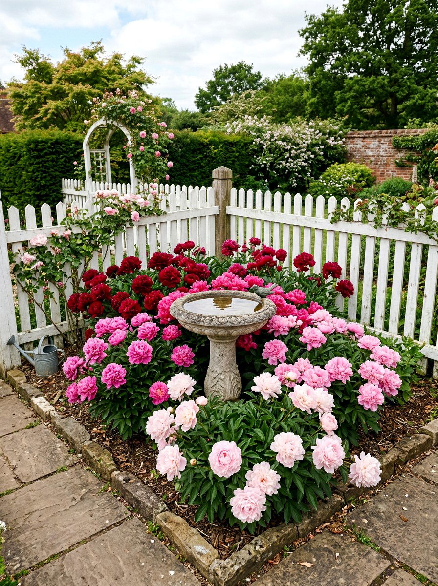 Corner Peony Bed - 30 peony garden bed ideas