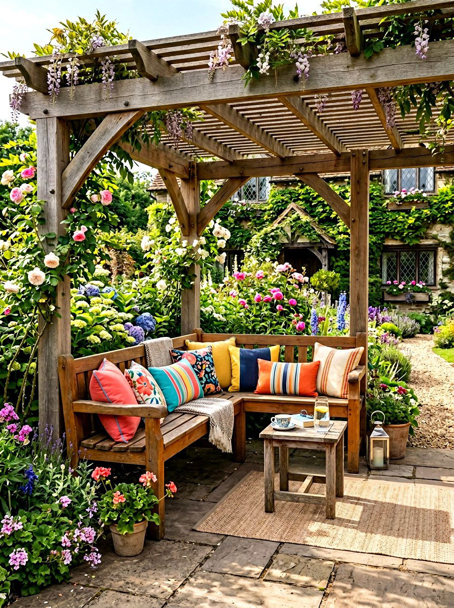 Corner Pergola With Bench - 30 budget pergola ideas