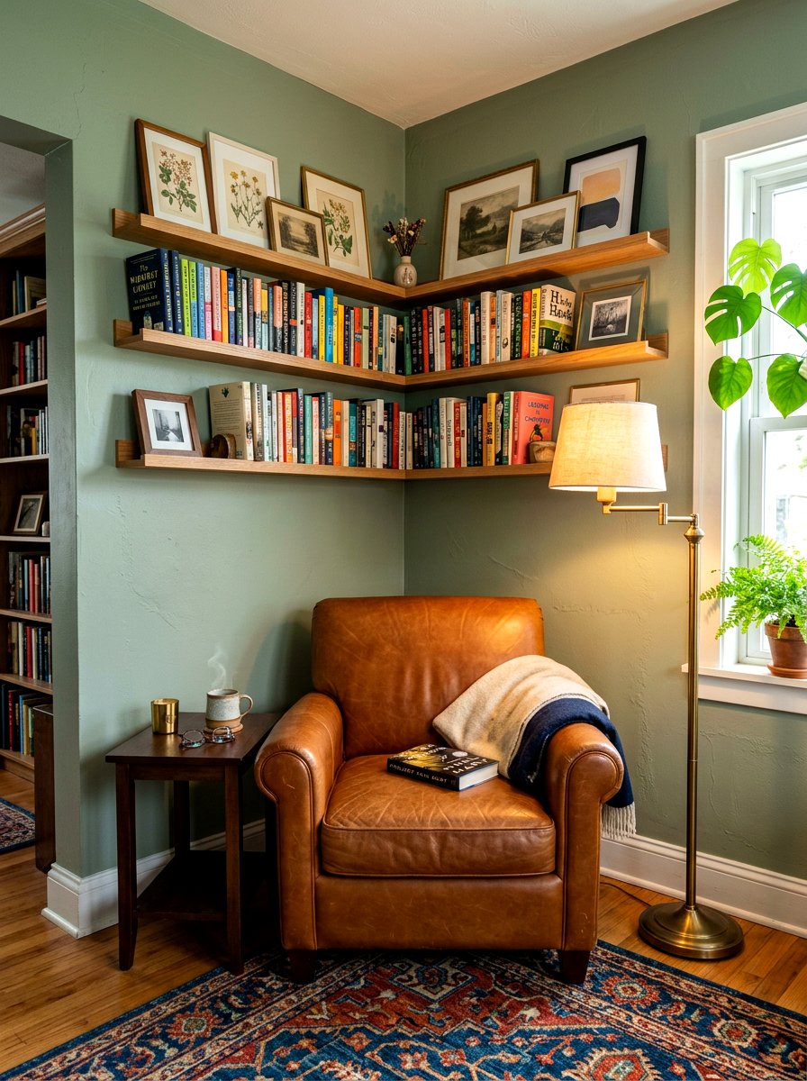 Corner Picture Ledge - 30 gallery ledge wall ideas