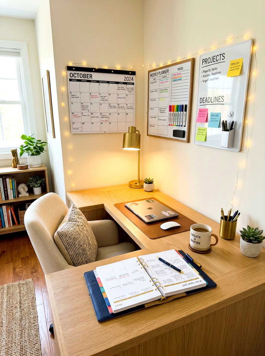 Corner Planning Nook - 30 paper planner desk ideas