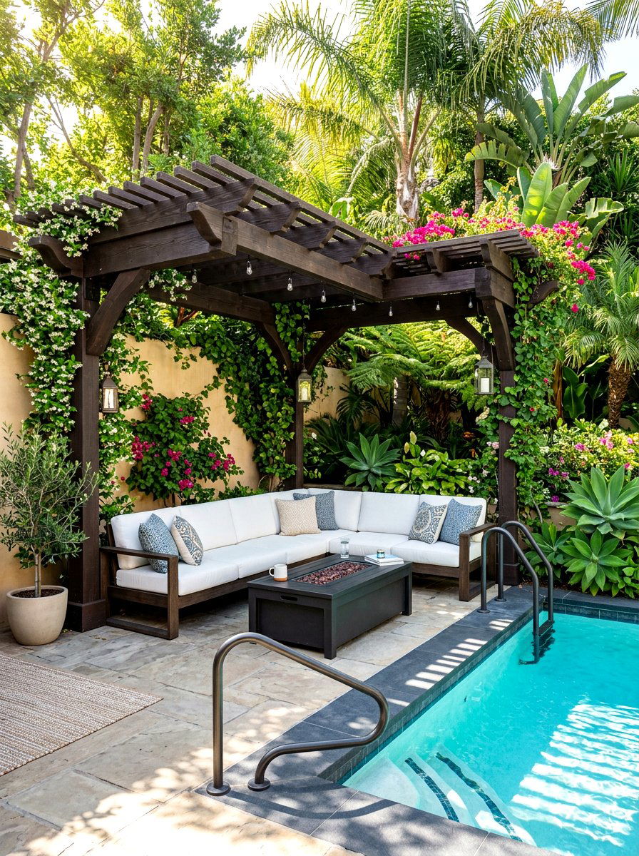 Corner Pool Pergola - 30 poolside pergola ideas