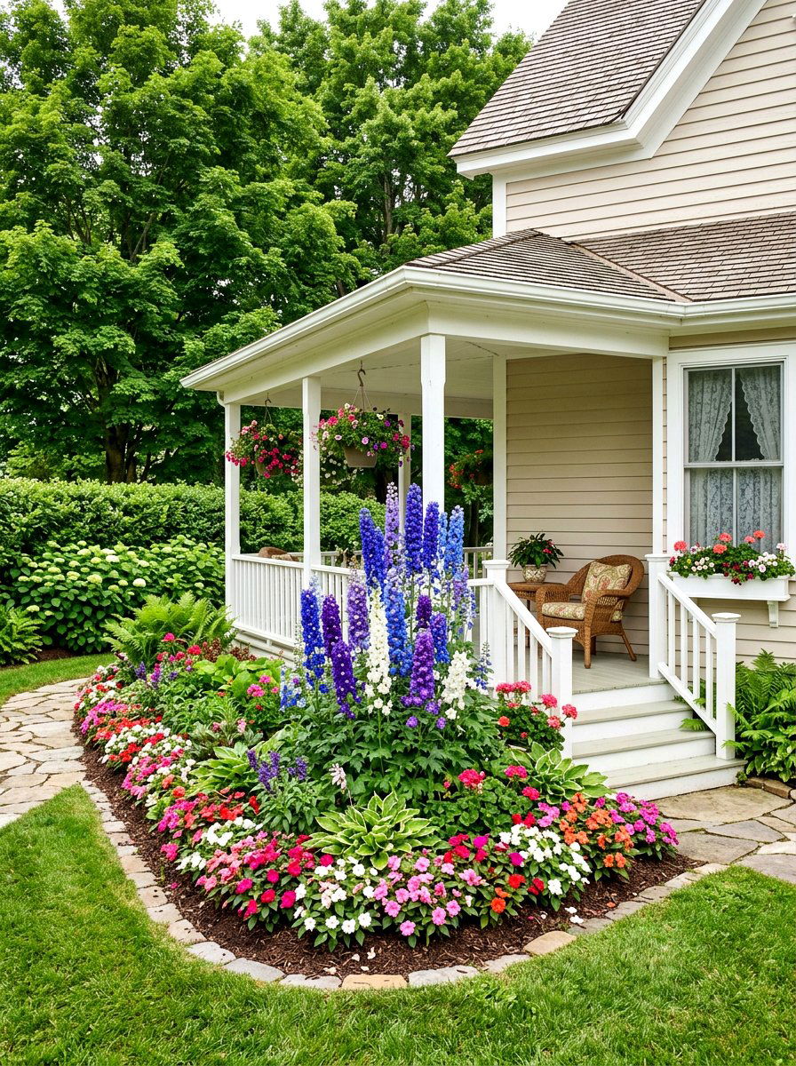 Corner Porch Garden Layout - 30 front porch flower bed ideas