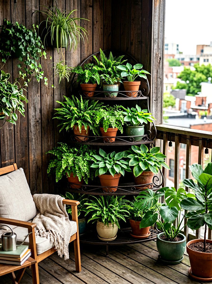 Corner Pot Rack - 30 container garden stand ideas