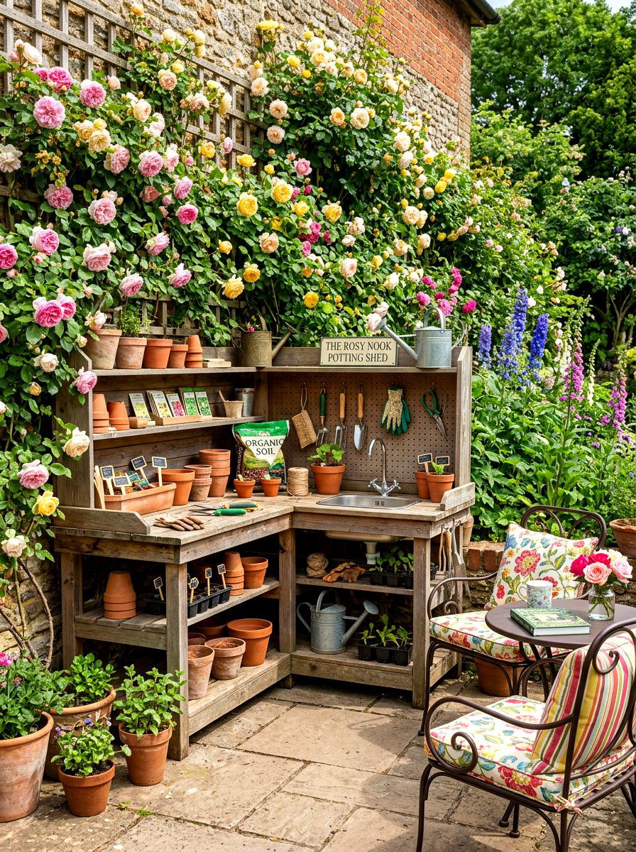 Corner Potting Station For Patio - 30 outdoor potting station ideas