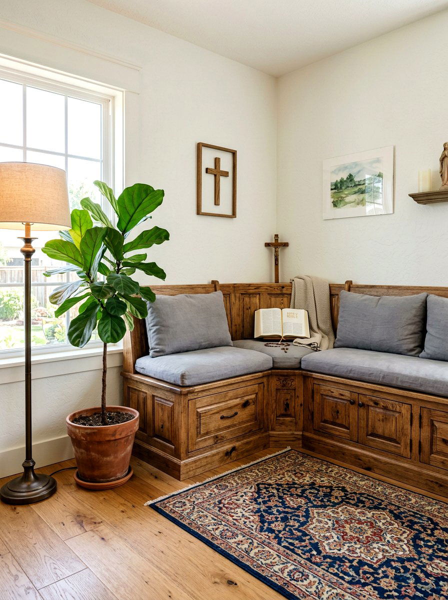 Corner Prayer Bench - 30 prayer corner ideas