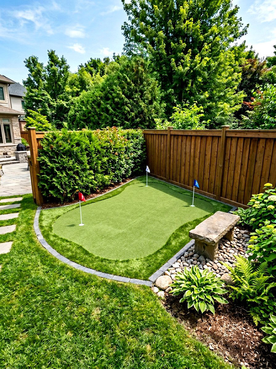Corner Putting Green - 30 backyard putting green ideas