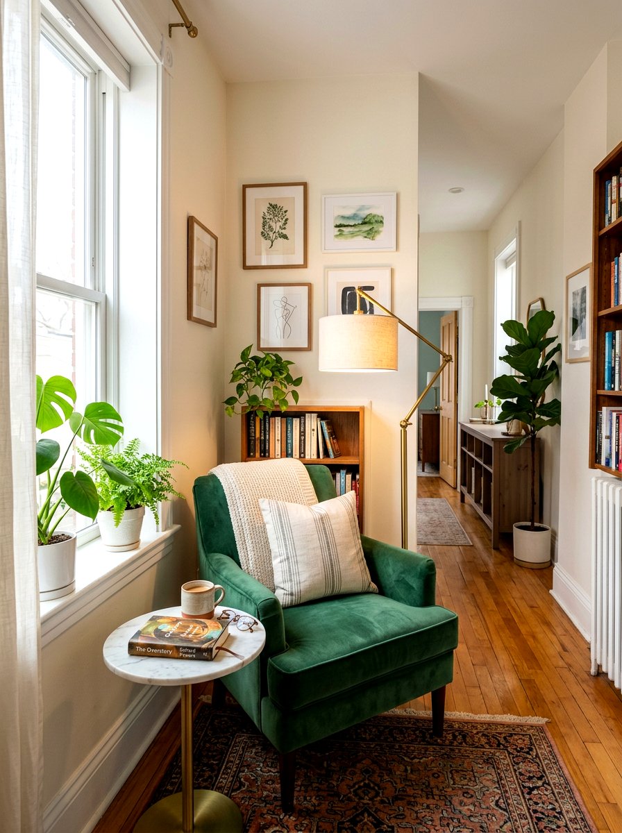 Corner Reading Nook - 30 narrow living room ideas