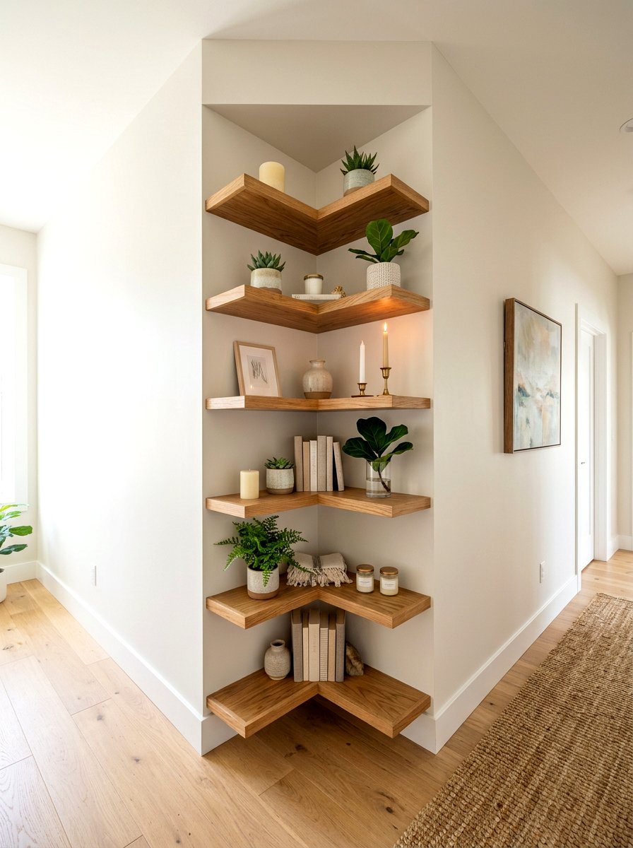 Corner Recessed Shelf - 30 recessed shelf ideas