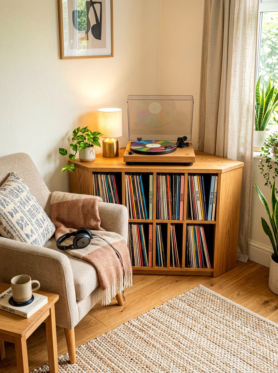Corner Record Player Unit - 30 record player corner ideas