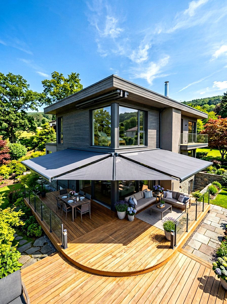 Corner Retractable Awning - 30 retractable awning ideas