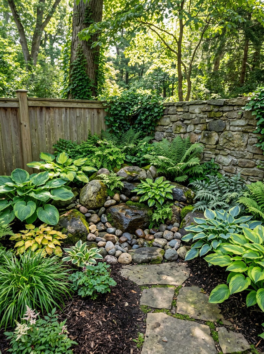 Corner Rock Pocket - 30 rock flower bed ideas