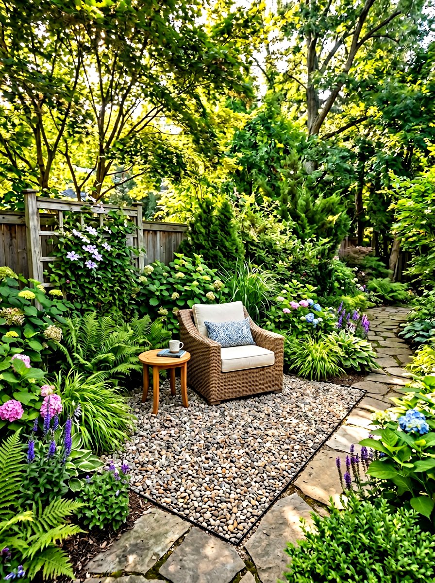 Corner Seating Nook - 30 pea gravel patio ideas