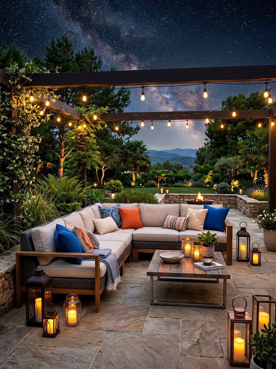Corner Sectional Starlit Patio - 30 starlit patio ideas