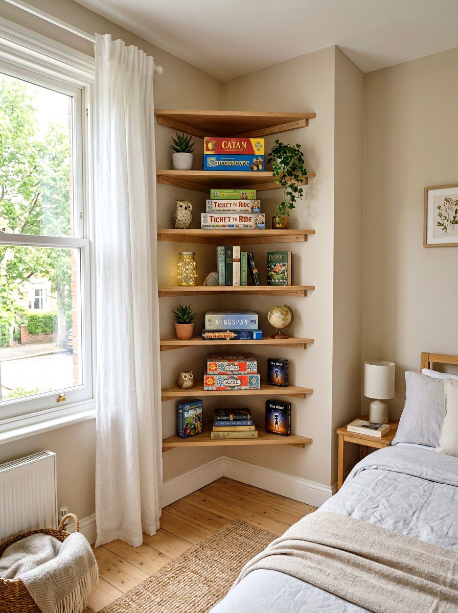 Corner Shelf Unit - 30 board game storage ideas