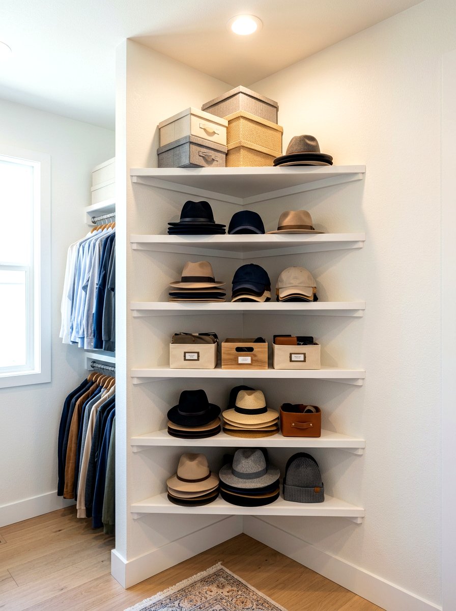 Corner Shelf Unit - 30 entry closet organization ideas
