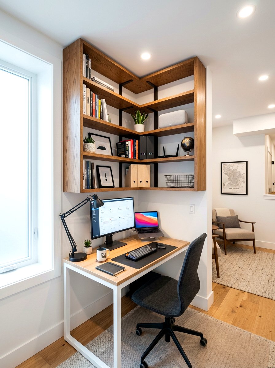 Corner Shelf Unit - 30 basement storage ideas