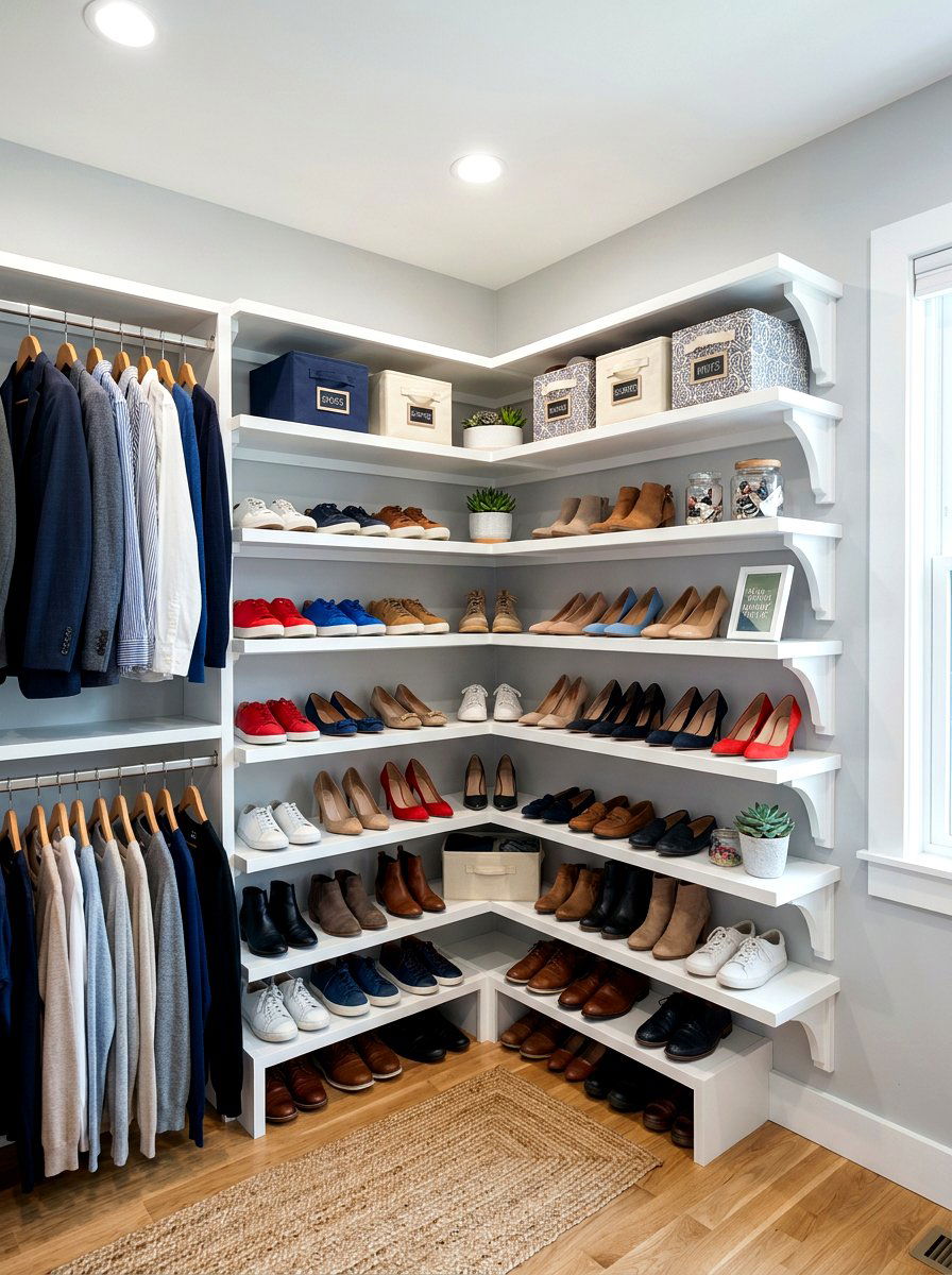 Corner Shelf Units - 30 organizing small closets ideas