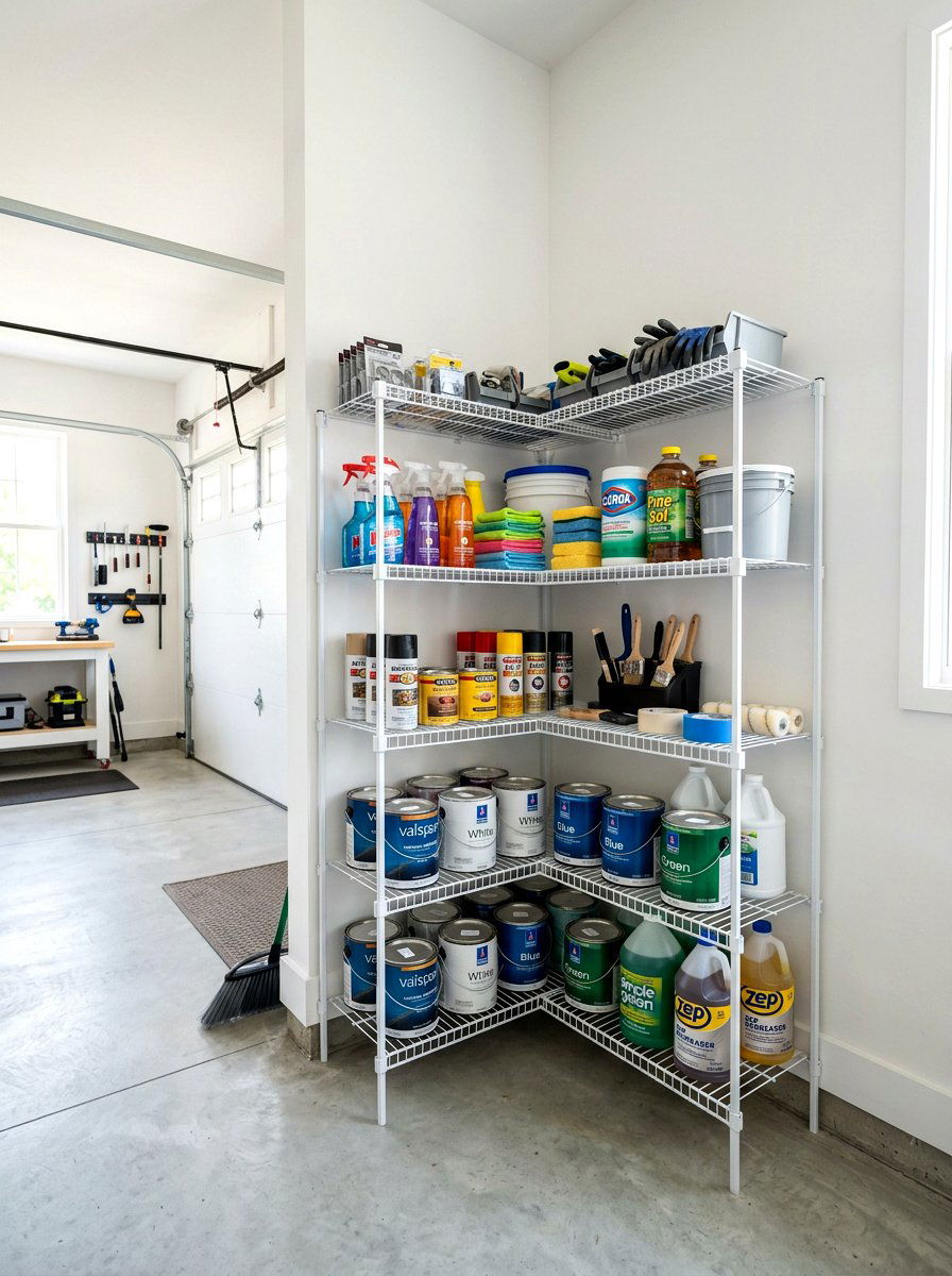 Corner Shelving Unit - 30 garage tool storage ideas