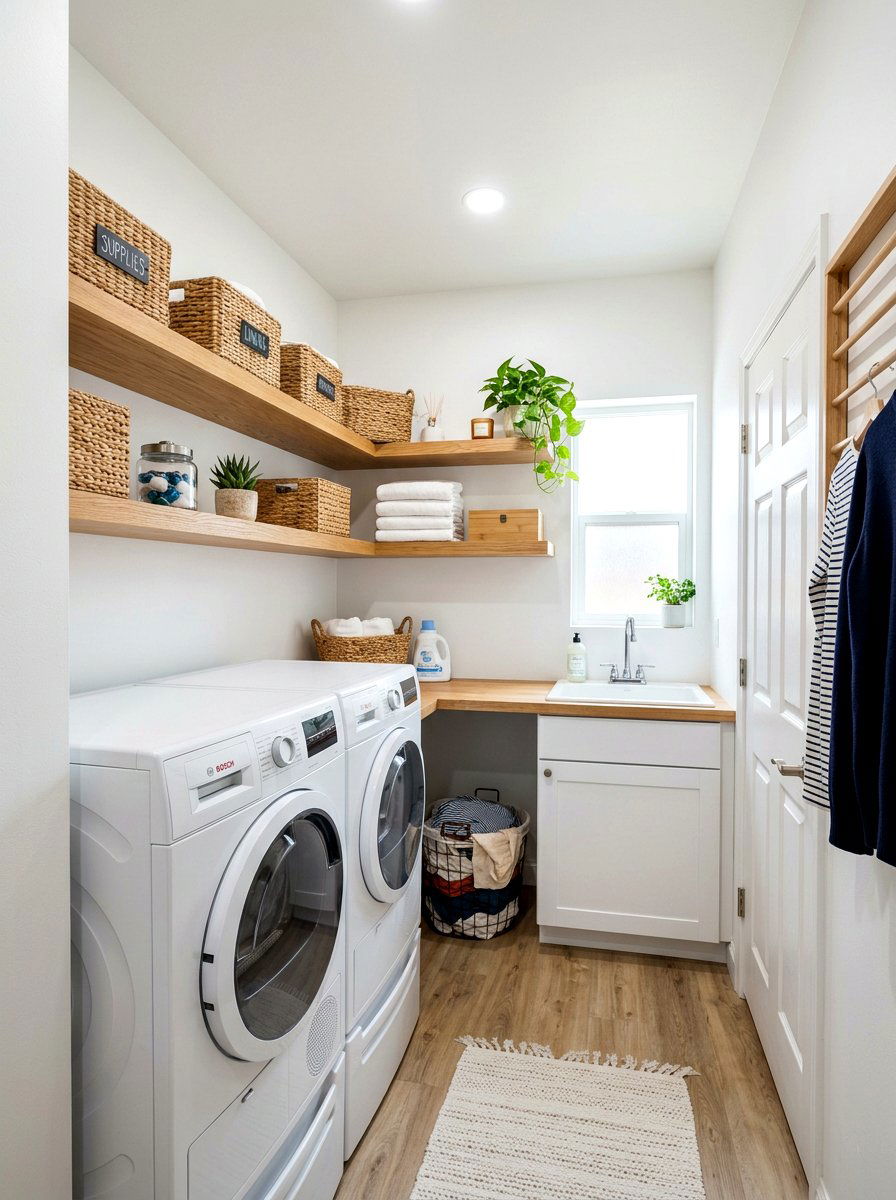 Corner Shelving Unit - 30 laundry room shelf ideas