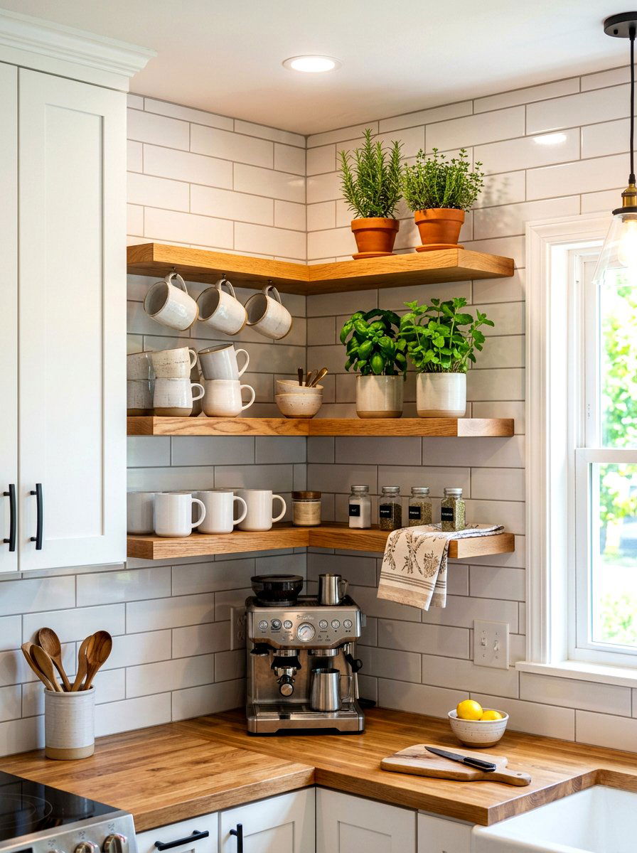 Corner Shelving Units - 30 tiny apartment decor ideas