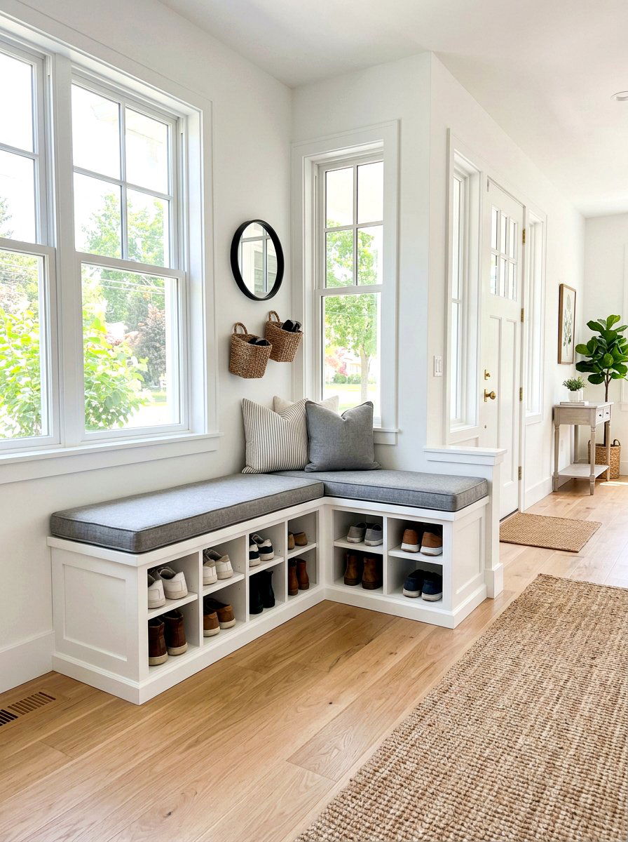 Corner Shoe Cubby Bench - 30 shoe cubby bench ideas