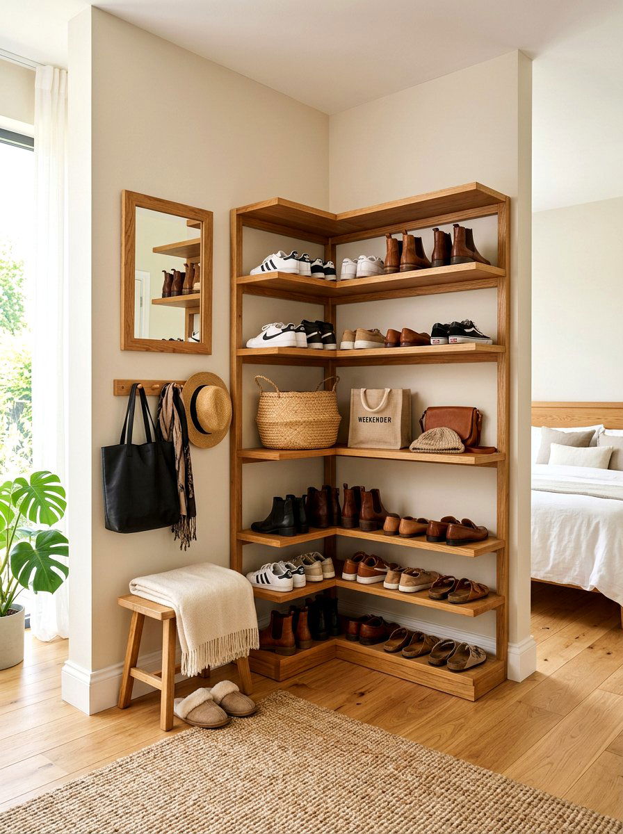 Corner Shoe Rack - 30 shoe closet ideas