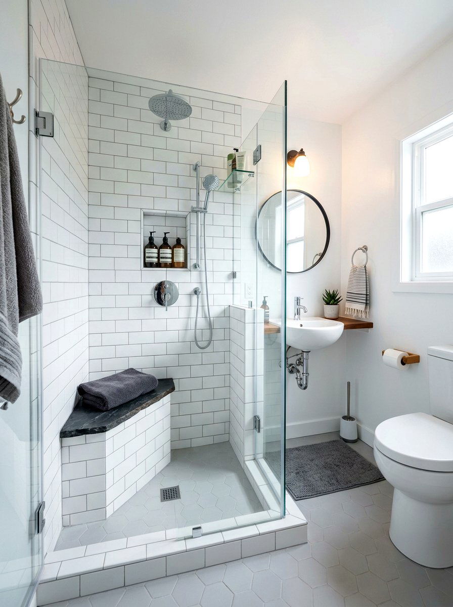 Corner Shower Seat - 30 shower bench styling ideas