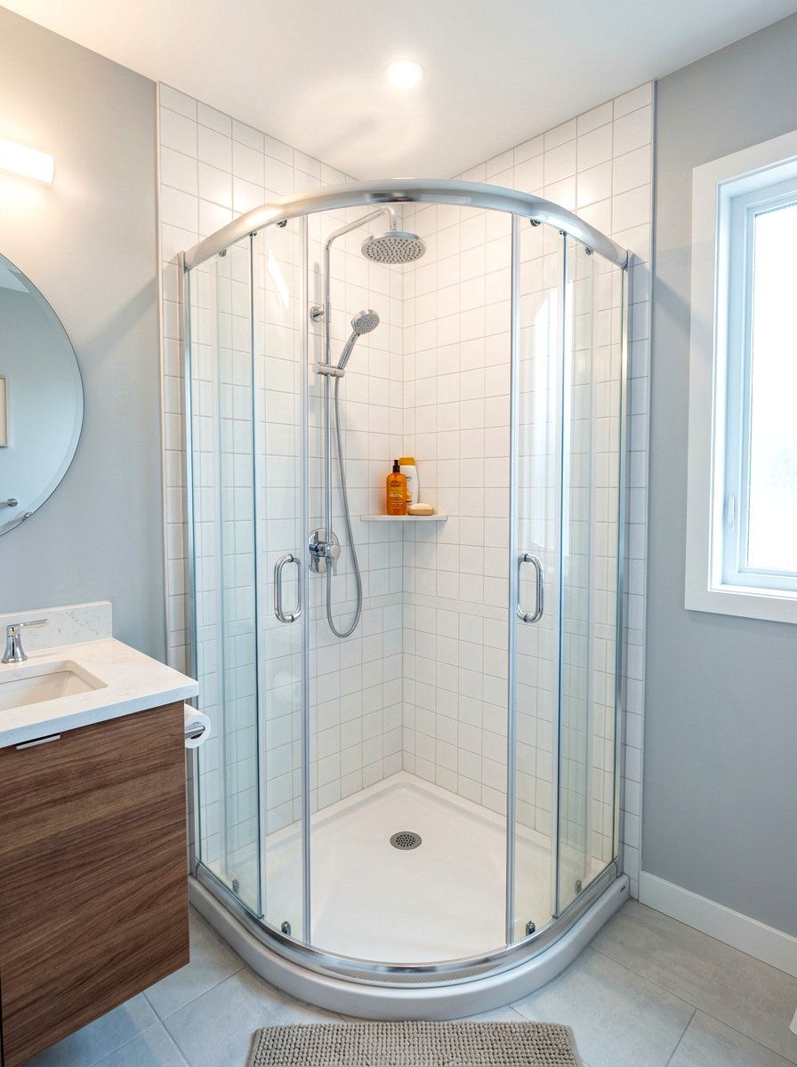 Corner Shower Stall - 30 tiny apartment bathroom ideas