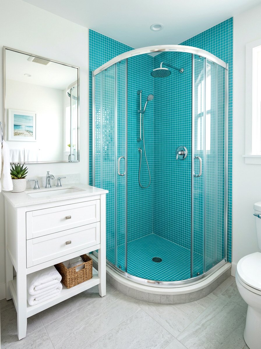 Corner Shower - 30 tiny house bathroom ideas