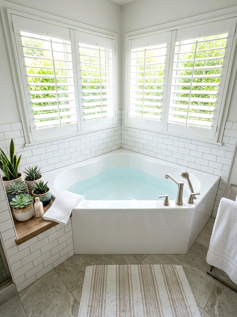 Corner Soaking Tub - 30 cocoon bath ideas