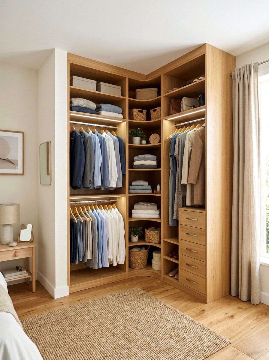 Corner Space Saving Closet - 30 capsule wardrobe closet ideas