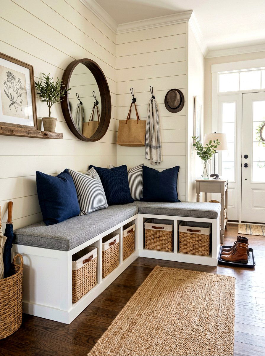 Corner Storage Bench - 30 awkward corner ideas