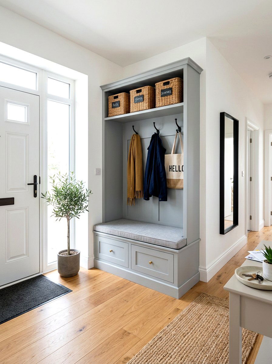 Corner Storage Unit - 30 family entryway ideas