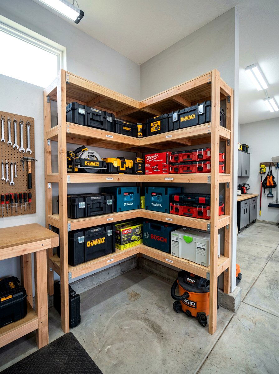 Corner Storage Unit - 30 power tool storage ideas