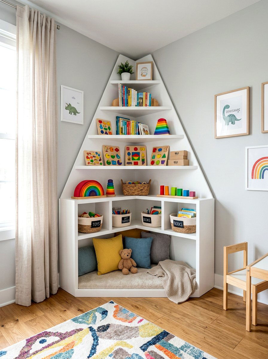 Corner Storage Unit - 30 toy rotation storage ideas