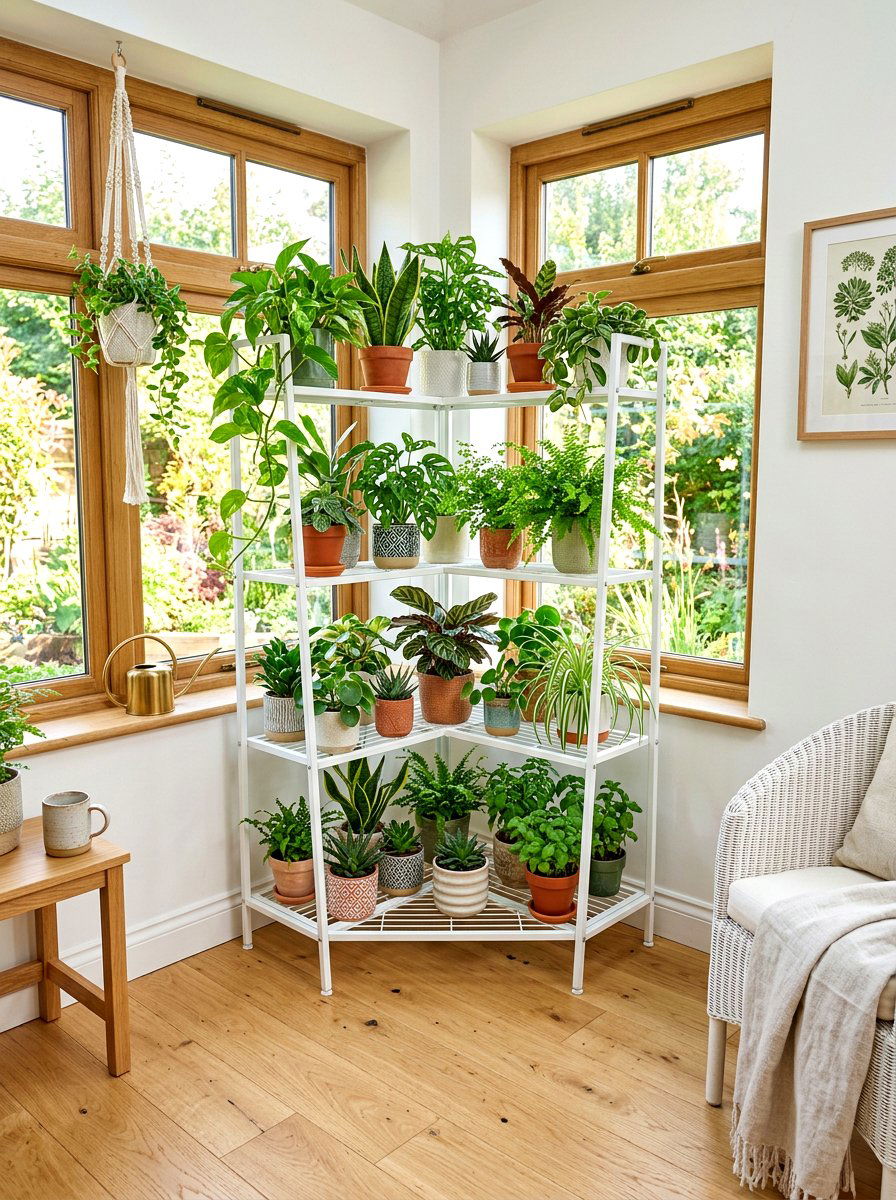 Corner Tiered Plant Rack - 30 small planter ideas