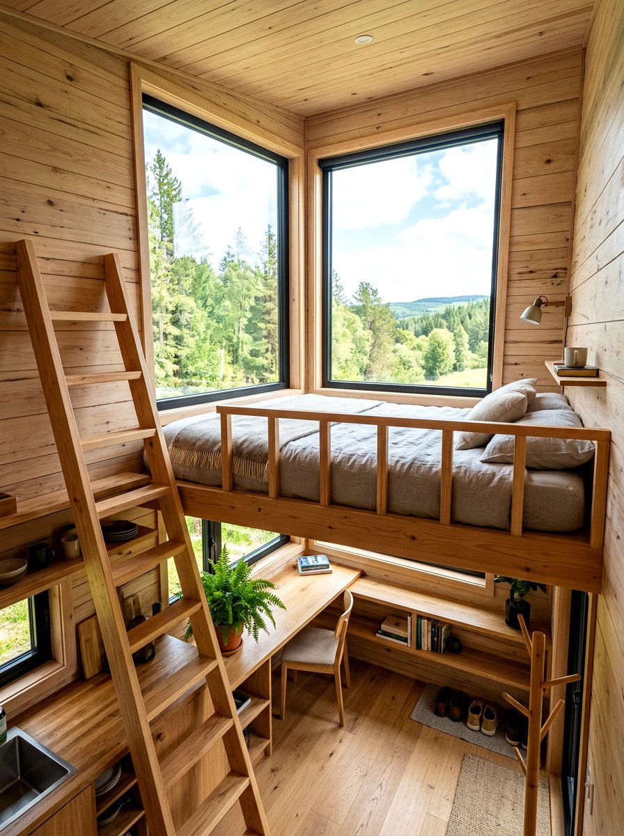 Corner Tiny House Loft - 30 tiny house loft bed ideas