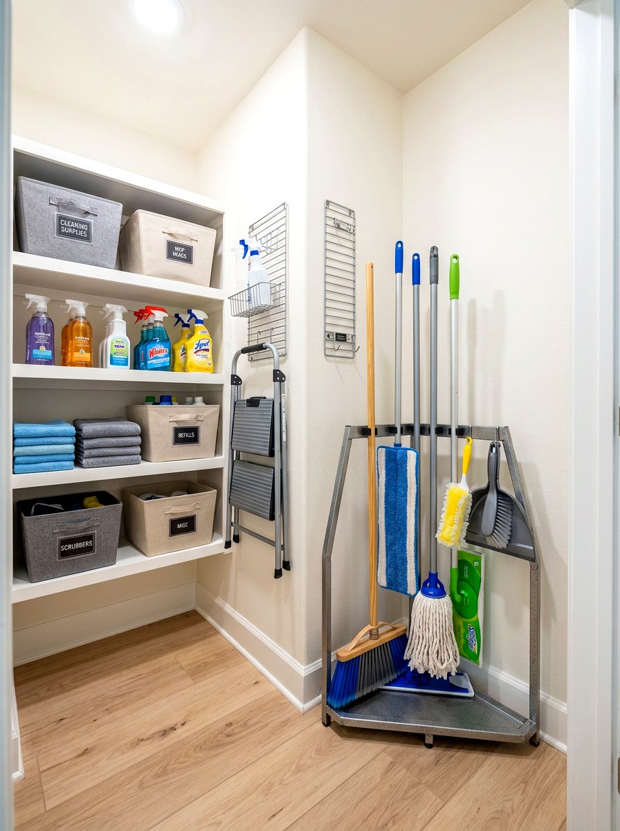 Corner Tool Stand - 30 mop broom storage ideas
