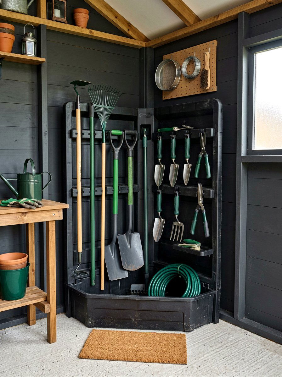Corner Tool Tower - 30 garden tool organizer ideas