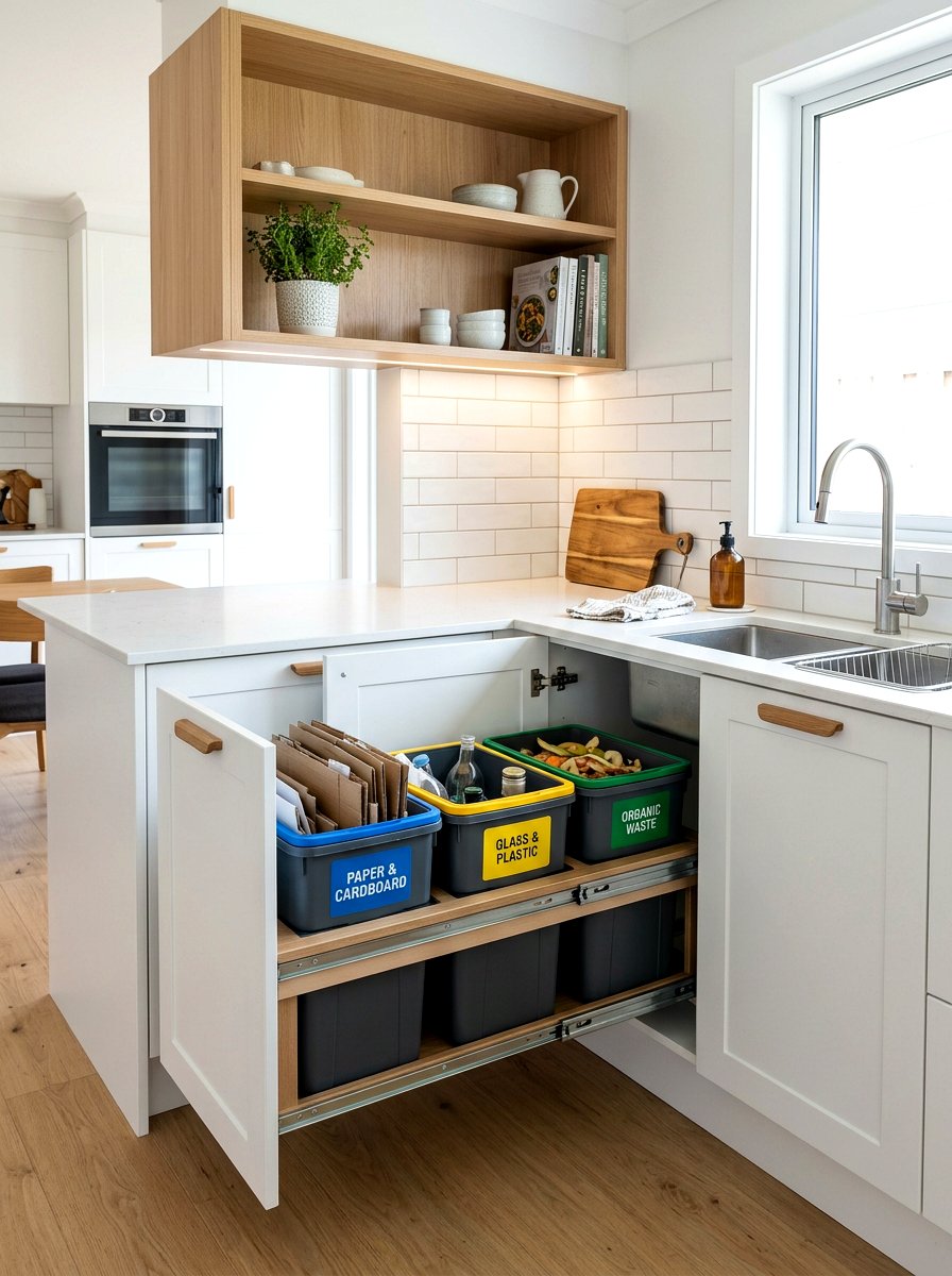 Corner Trash Recycling Center - 30 kitchen corner cabinet ideas