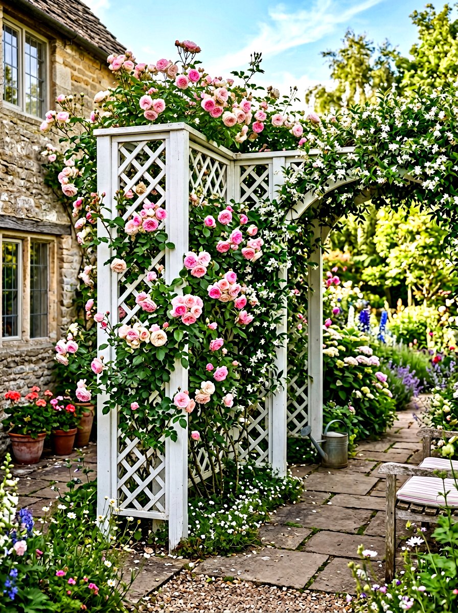 Corner Trellis Plant Wall - 30 vertical garden corner ideas