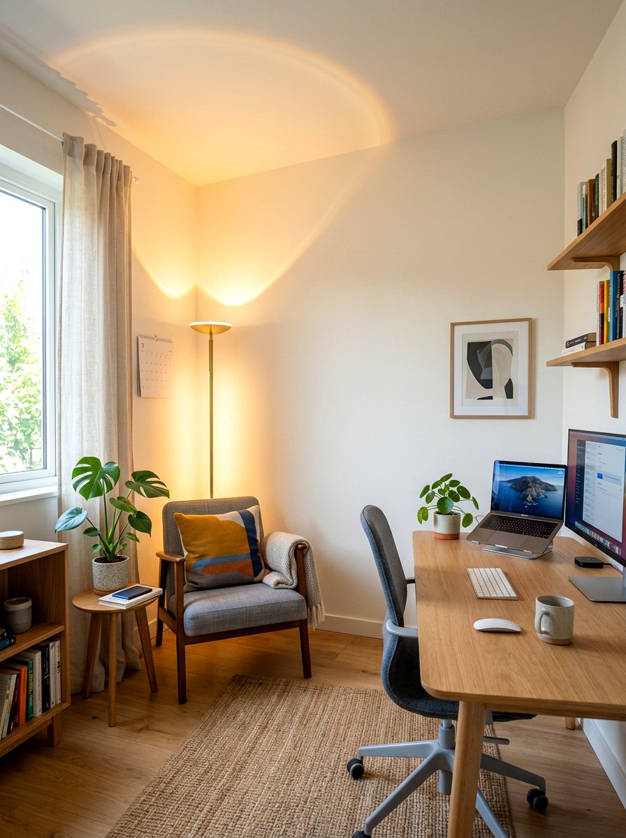 Corner Uplighting - 30 home office lighting ideas