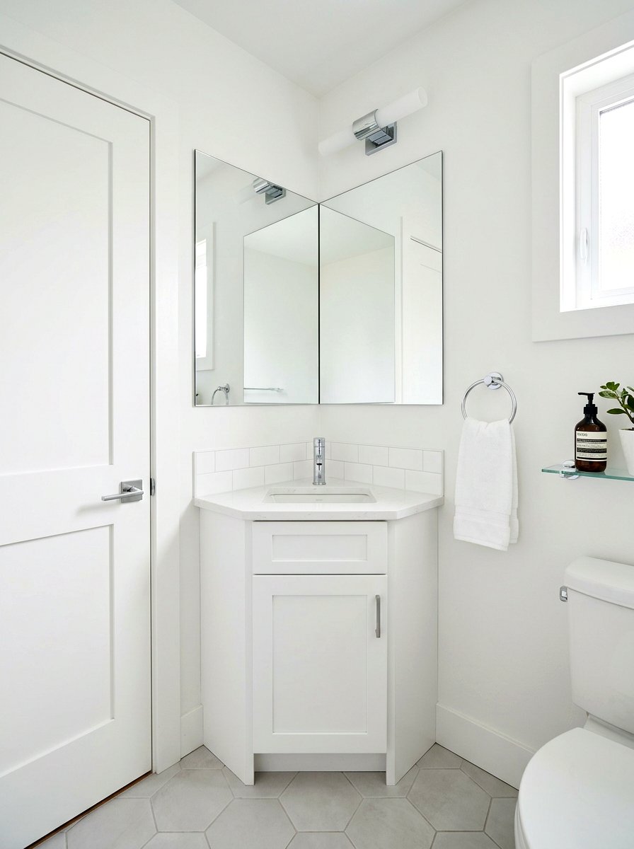 Corner Vanity Bathroom - 30 tiny powder bath ideas