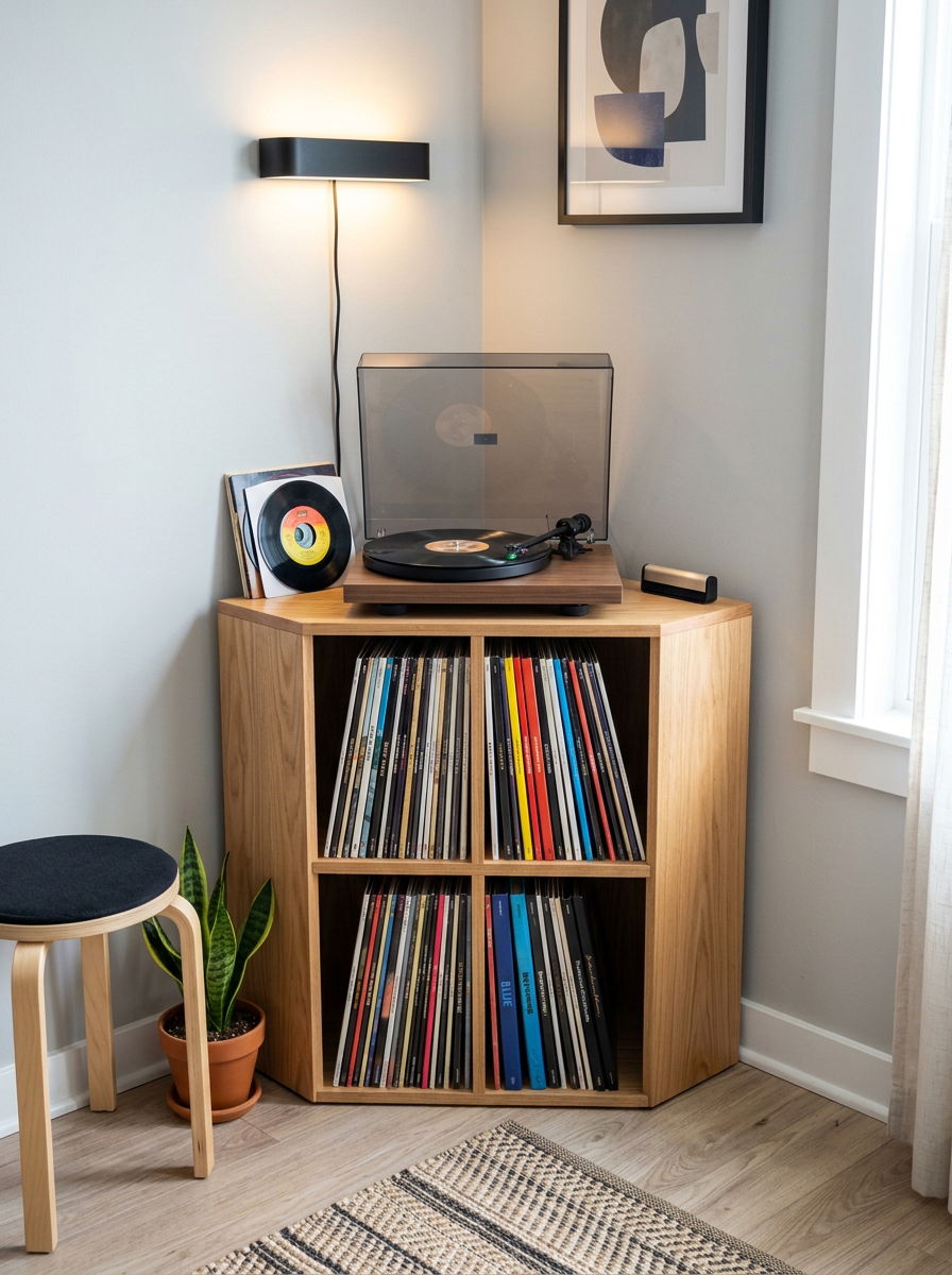 Corner Vinyl Storage For Small Rooms - 30 vinyl listening corner ideas