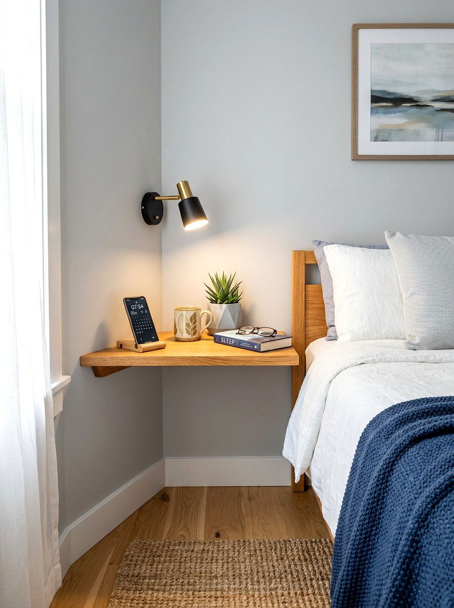 Corner Wall Mounted Nightstand - 30 wall mounted nightstand ideas