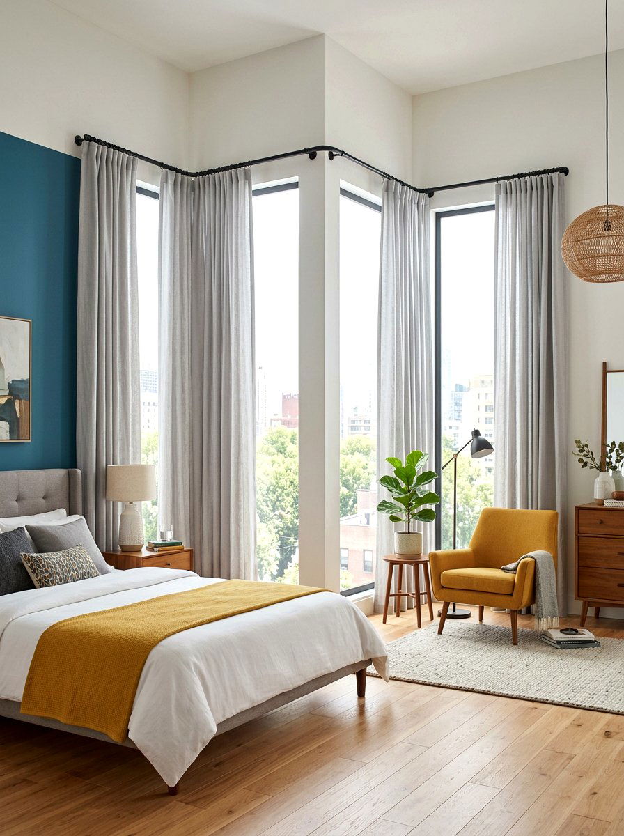 Corner Window Curtain Rod - 30 curtain rod styling ideas