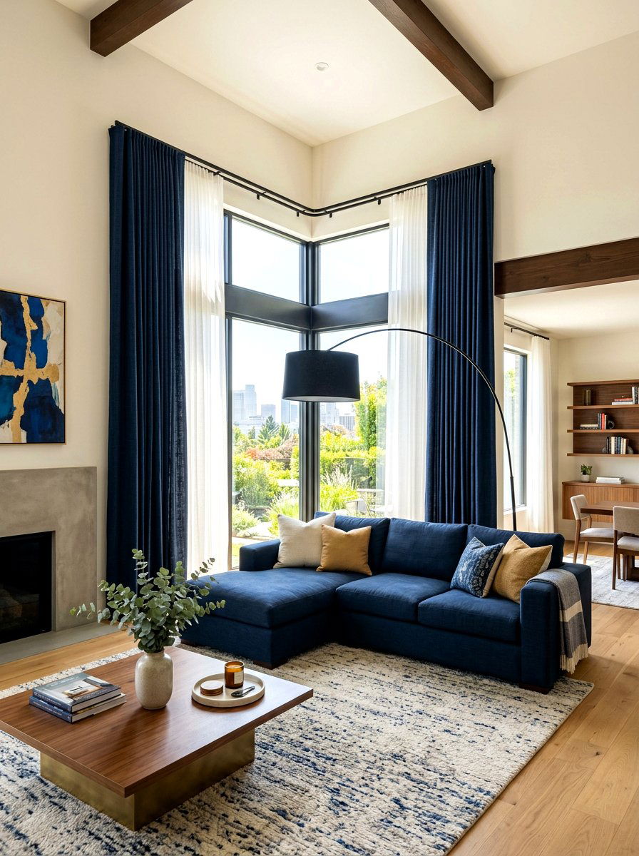 Corner Window Layering - 30 curtain layering ideas